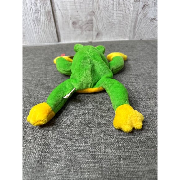 Ty Beanie Babies Smoochy Frog Plush Green & Yellow 1997 Rare Collectible Toy - Picture 3 of 8